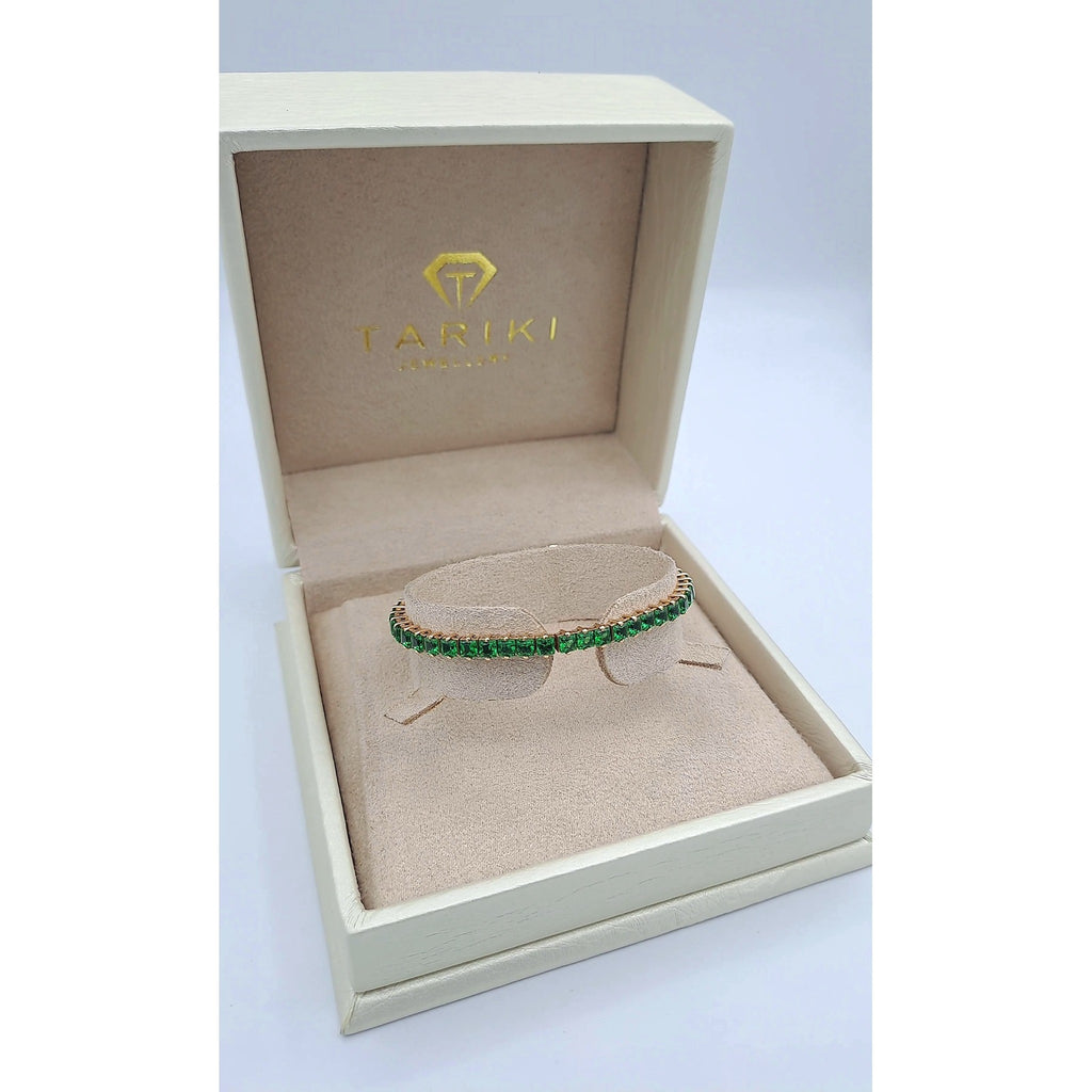 Bracelet Rivière Or Jaune - Serti de Pierres Vertes – or 18 carats | Tariki