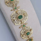 Ceinture Majdoul Beldi Ajourée Or Jaune - Sertie de Pierres Vertes – or 18 carats | Tariki
