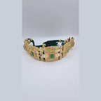 Ceinture Majdoul Beldi Ajourée Or Jaune - Sertie de Pierres Vertes, Cordon Vert – or 18 carats | Tariki