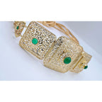 Ceinture Majdoul Beldi Plaques Ajourées Or Jaune - Serties de Pierres Vertes – or 18 carats | Tariki