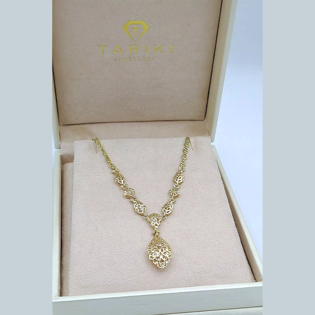 Collier Beldi Ajouré et Ciselé Or Jaune - Pendentif Goutte – or 18 carats | Tariki