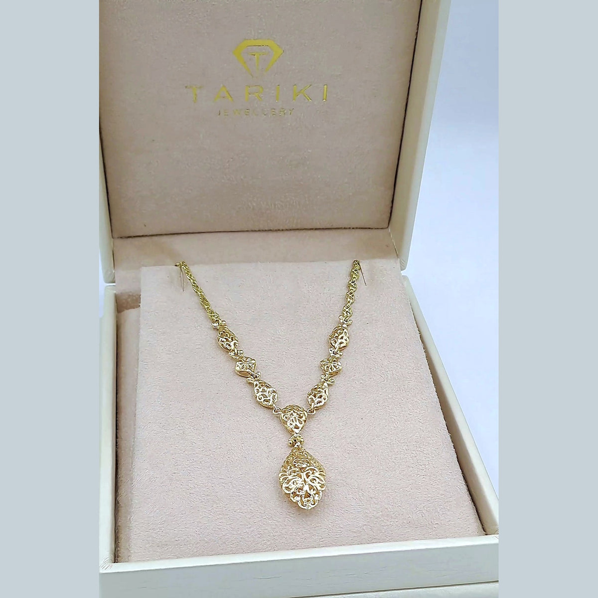 Collier Beldi Ajouré et Ciselé Or Jaune - Pendentif Goutte – or 18 carats | Tariki