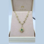 Collier Beldi Ajouré Or Jaune - Pendentif Goutte Sertie d'une Pierre Verte – or 18 carats | Tariki