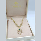 Collier Beldi Ajouré Or Jaune - Pendentif Serti de Pierres, Pierre Verte – or 18 carats | Tariki