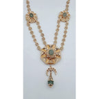 Collier Beldi Double Rang Or Rose - Rosaces Serties de Pierres Synthétiques, Pendentif Croissant – or 18 carats | Tariki
