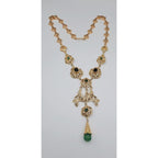 Collier Beldi Rosaces Ajourées Or Rose - Serti de Pierres Vertes, Goutte Verte – or 18 carats | Tariki