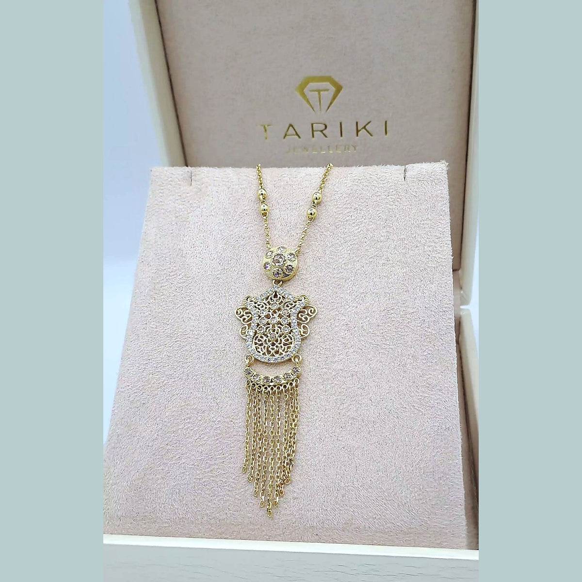 Collier Boulhya Or Jaune - Pendentif Ajouré à Franges – or 18 carats | Tariki