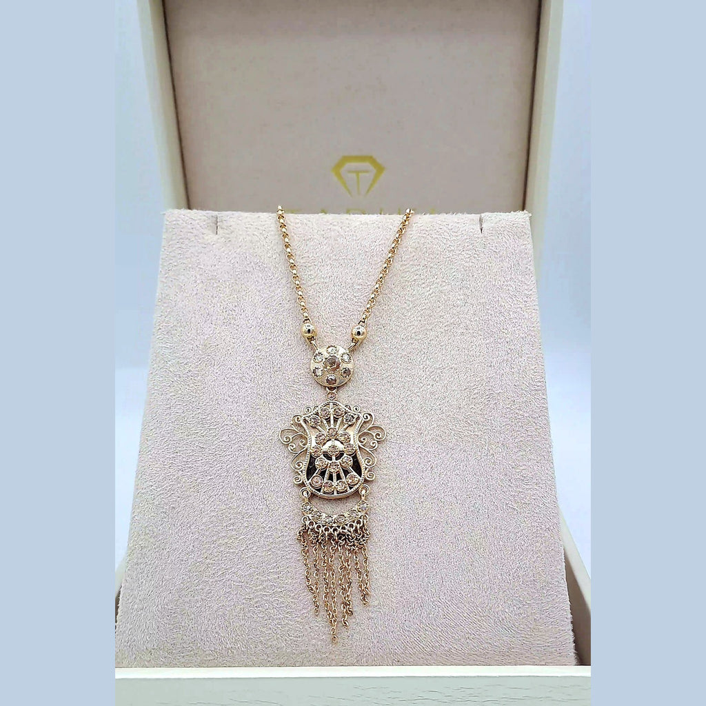 Collier Boulhya Or Rose - Pendentif Ajouré à Franges – or 18 carats | Tariki