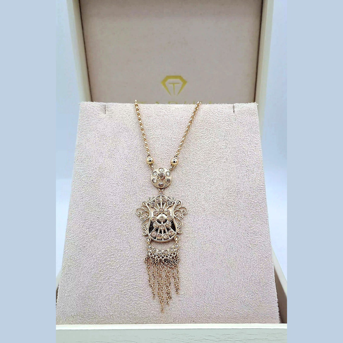 Collier Boulhya Or Rose - Pendentif Ajouré à Franges – or 18 carats | Tariki
