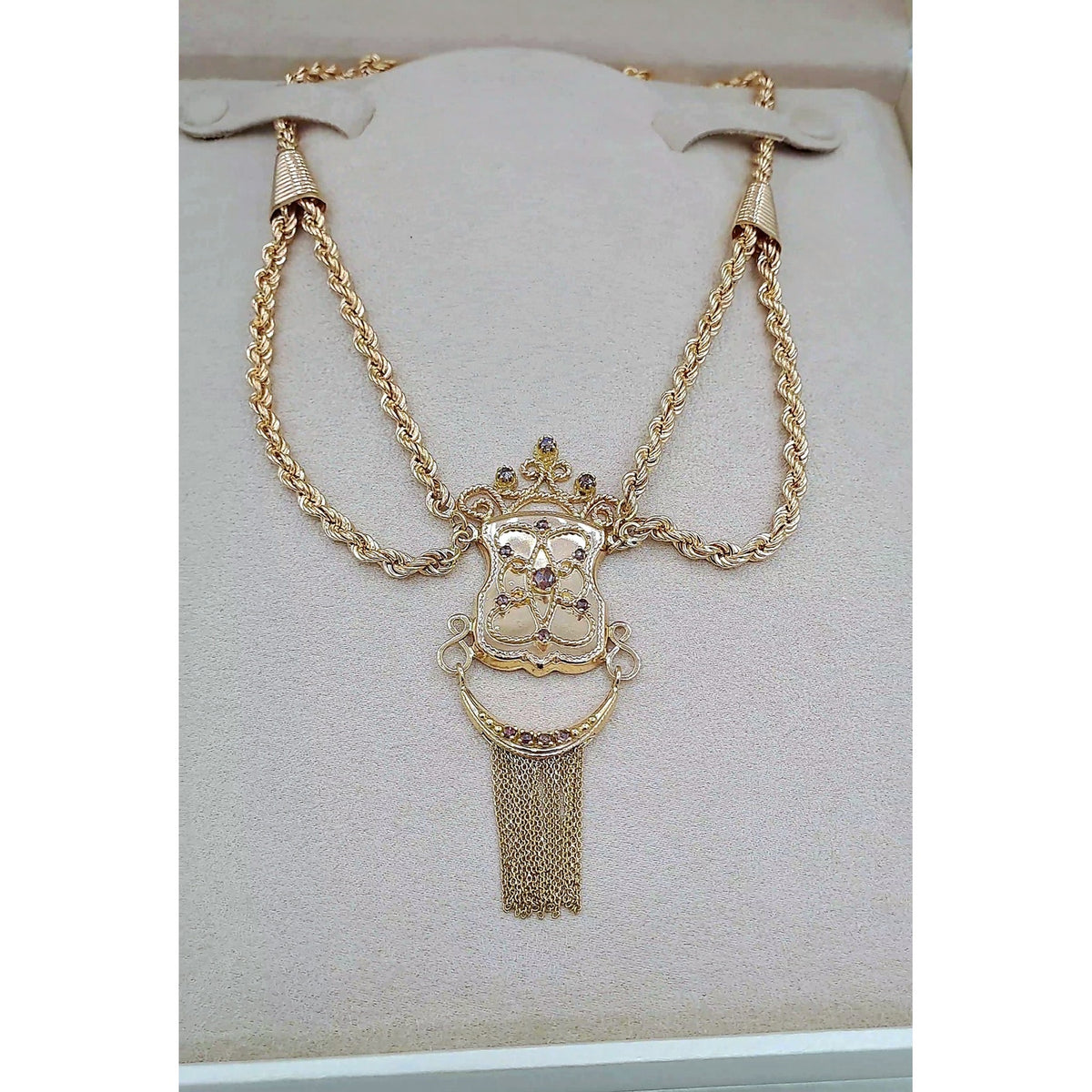 Collier Boulhya Or Rose - Pendentif Serti à Franges – or 18 carats | Tariki