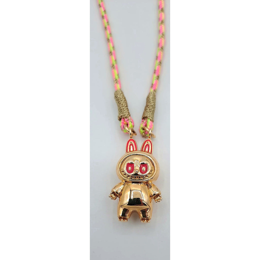Collier Cordon Rose Pendentif Lapin Or Rose - Émaillé – or 18 carats | Tariki