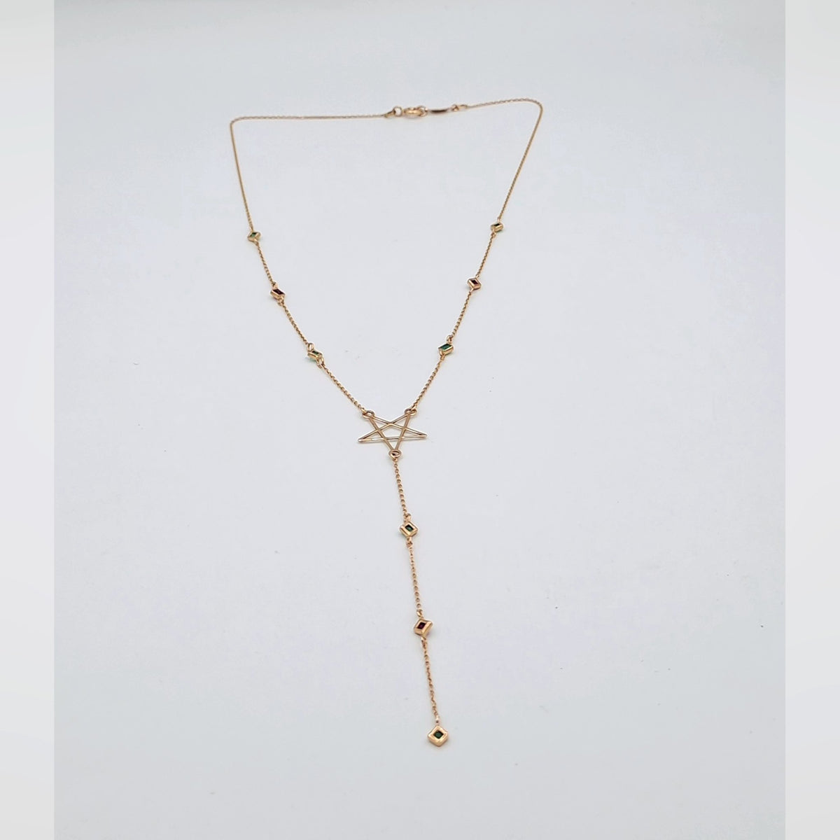 Collier Cravate Or Rose - Étoile Main de Fatma et Pampille – or 18 carats | Tariki
