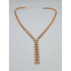 Collier Cravate Or Rose - Maillons Pyramides Pavés de Pierres – or 18 carats | Tariki
