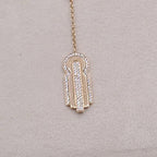 Collier Cravate Or Rose - Pendentif Main de Fatma Sertie de Pierres – or 18 carats | Tariki