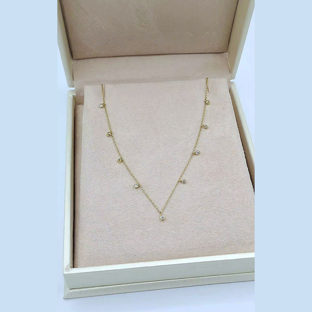 Collier Fin Or Jaune - Pampilles Serties de Pierres – or 18 carats | Tariki