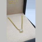 Collier Maille Cubaine Or Jaune - Pendentif Rectangulaire Pavé – or 18 carats | Tariki