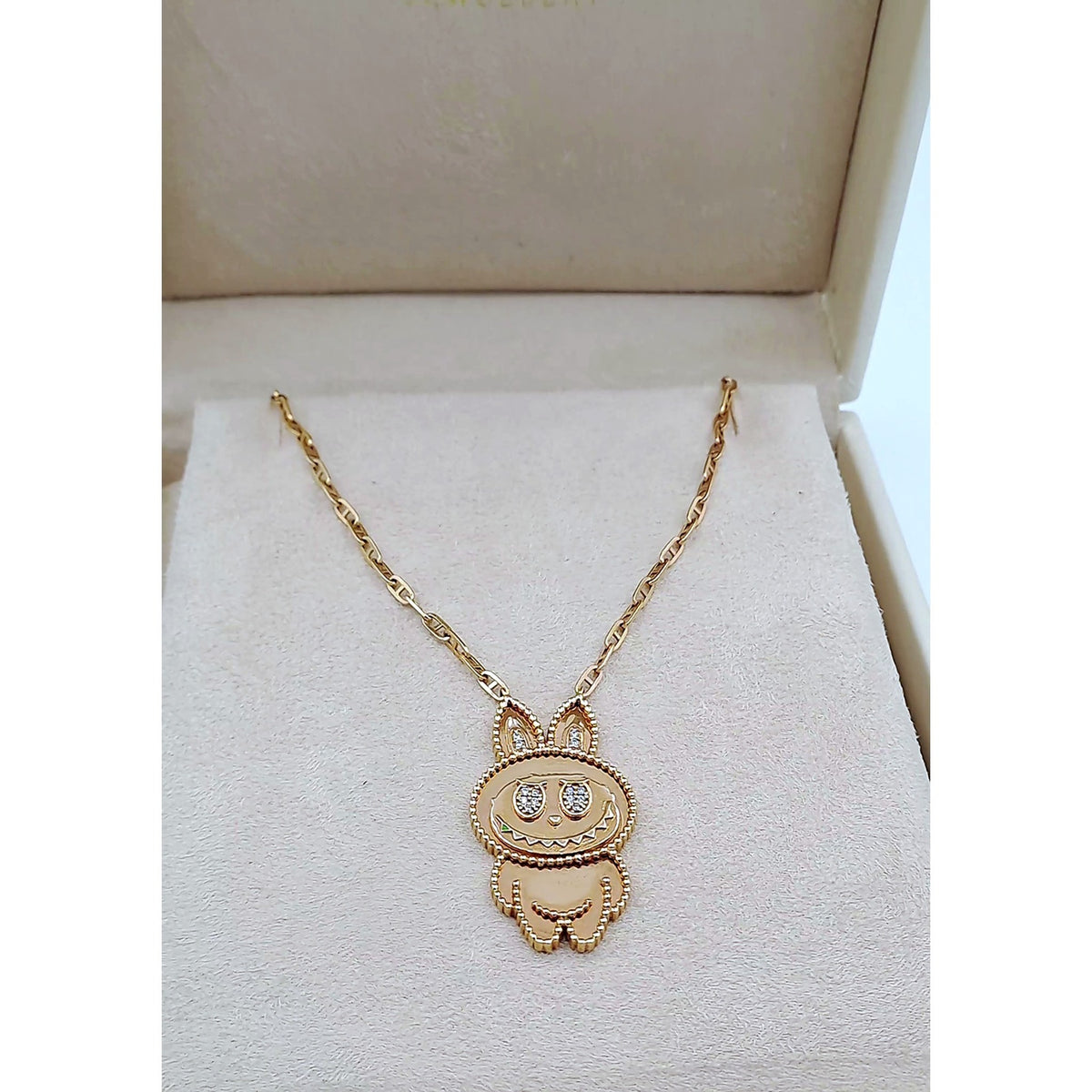 Collier Maillons Or Rose - Pendentif Lapin Serti de Pierres – or 18 carats | Tariki
