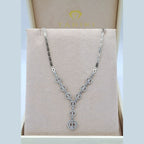 Collier Or Blanc - Maillons Ovales Sertis de Pierres, Pendentif Cercle – or 18 carats | Tariki