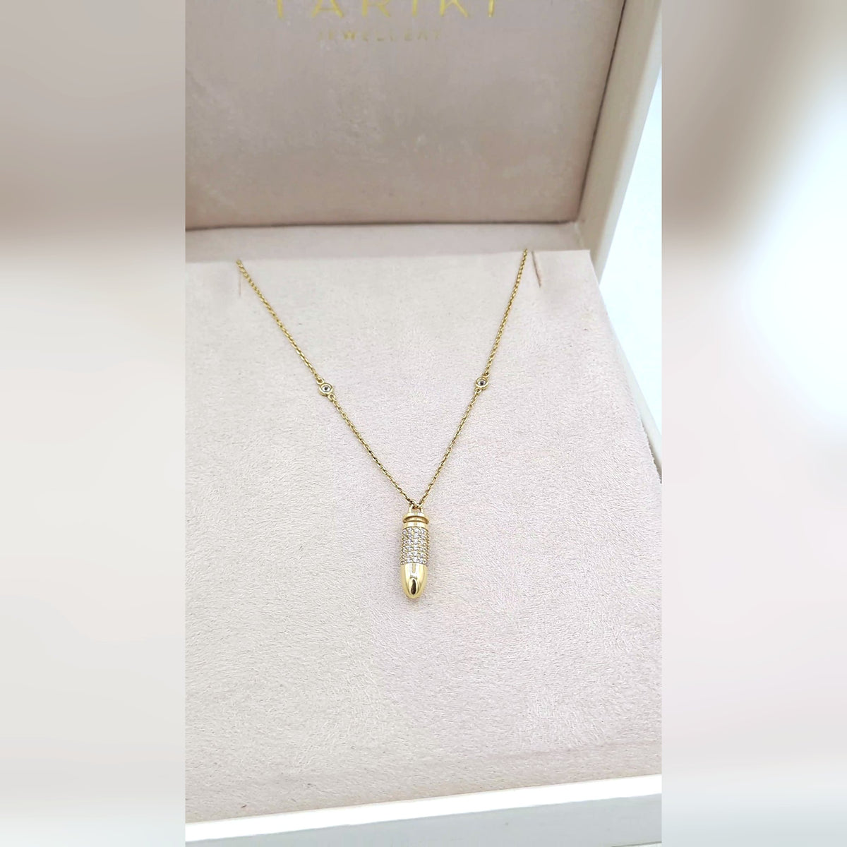 Collier Or Jaune - Pendentif Capsule Sertie de Pierres – or 18 carats | Tariki