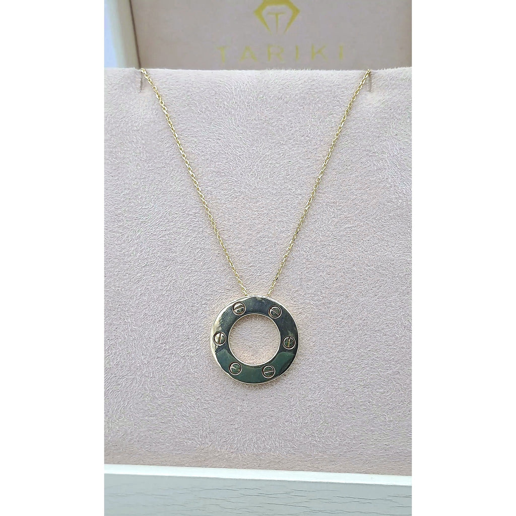 Collier Or Jaune - Pendentif Cercle Vis – or 18 carats | Tariki