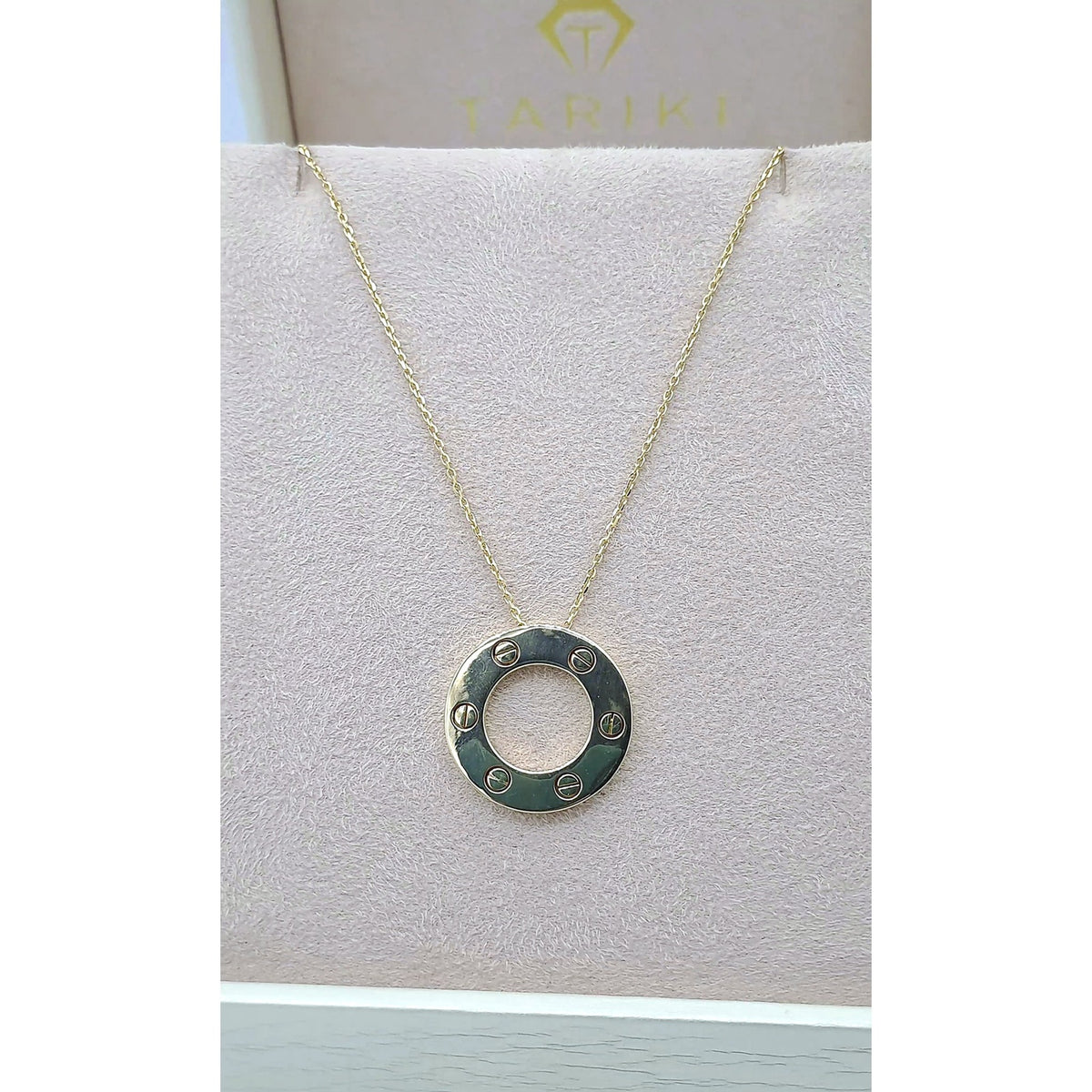 Collier Or Jaune - Pendentif Cercle Vis – or 18 carats | Tariki