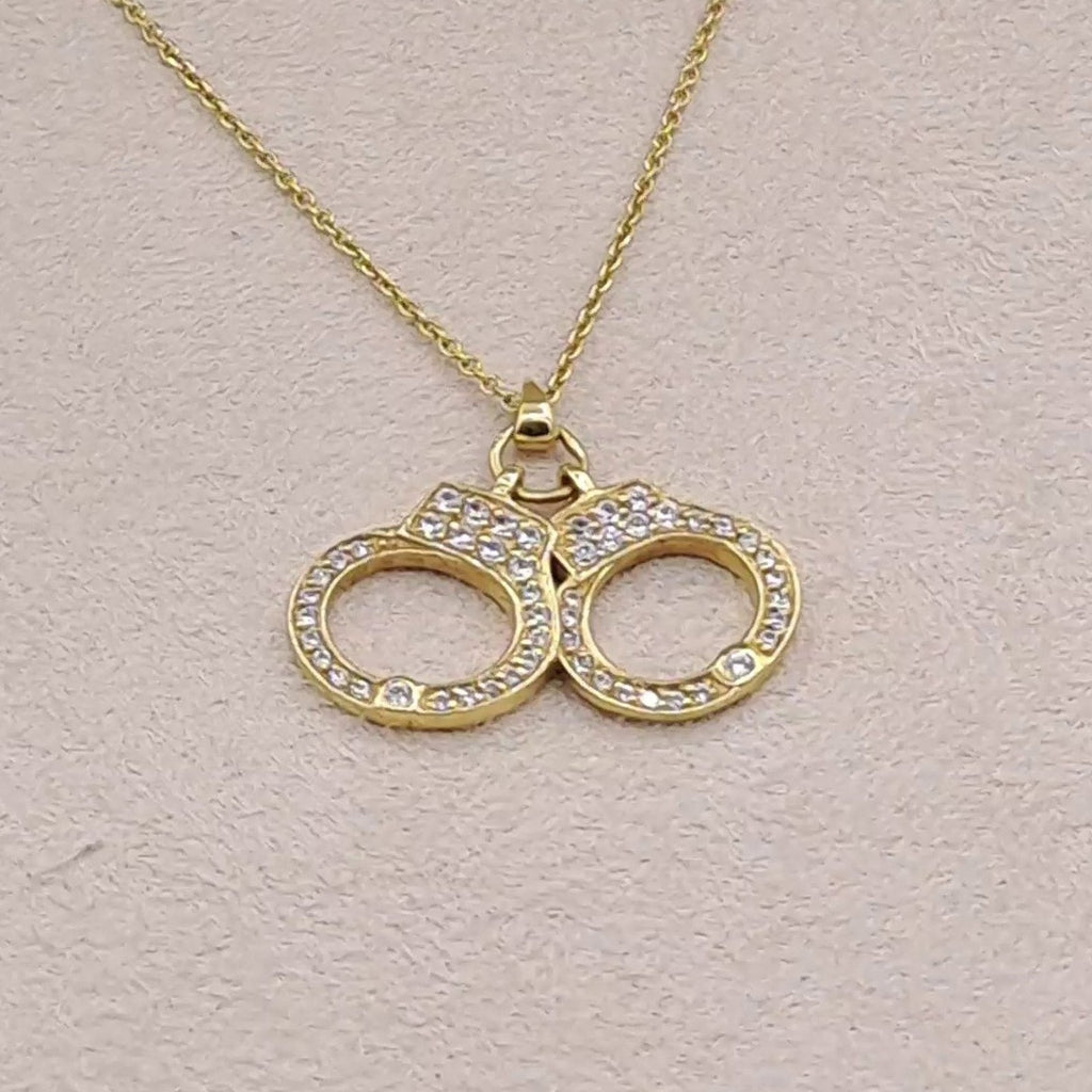 Collier Or Jaune - Pendentif Menottes Serties de Pierres – or 18 carats | Tariki