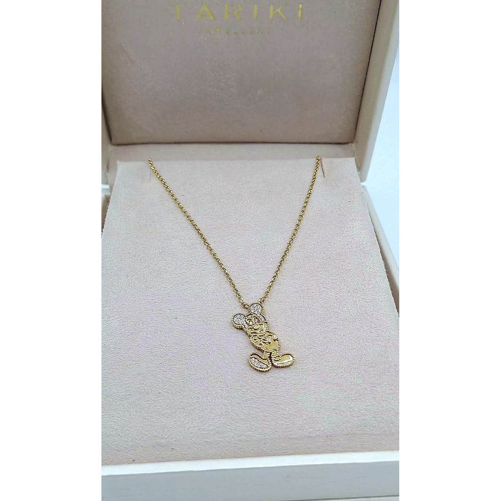 Collier Or Jaune - Pendentif Mickey Serti de Pierres – or 18 carats | Tariki