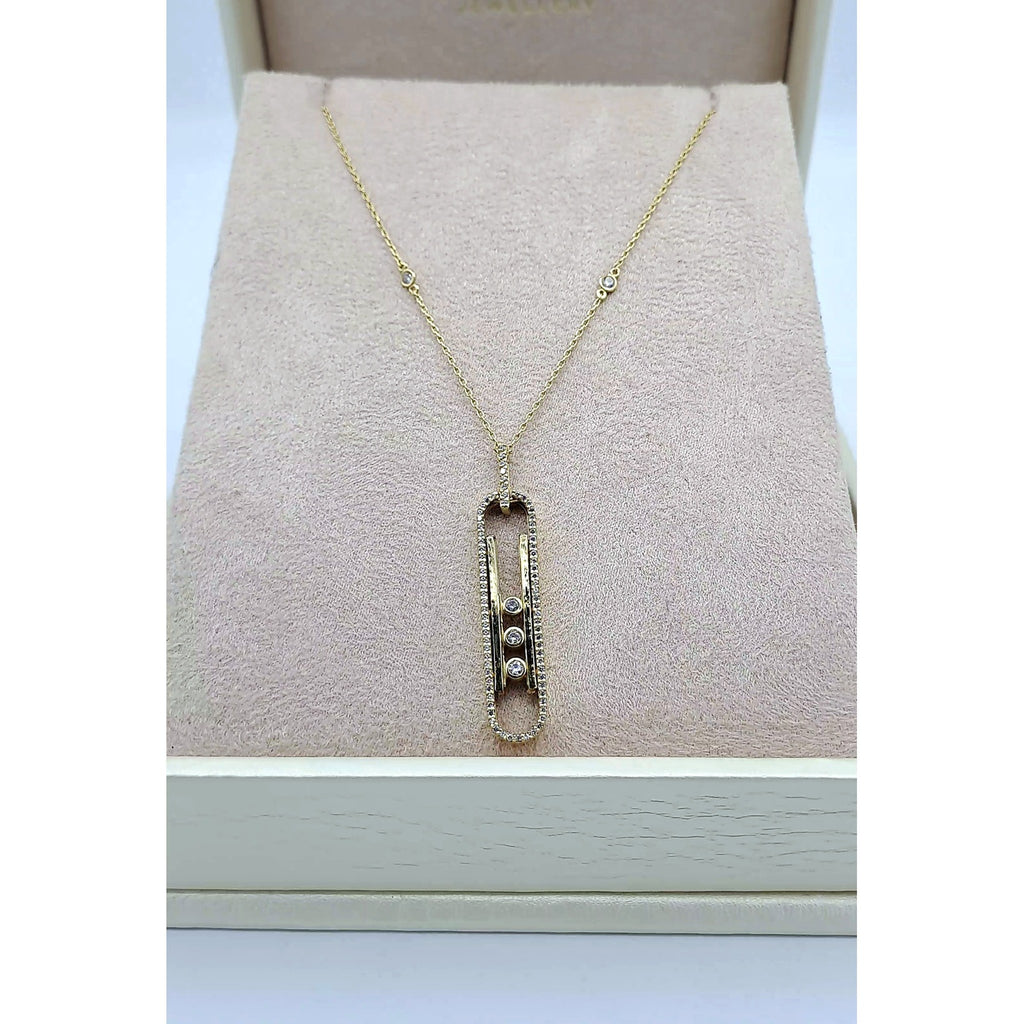 Collier Or Jaune - Pendentif Ovale Allongé Serti, Pierres Mobiles – or 18 carats | Tariki