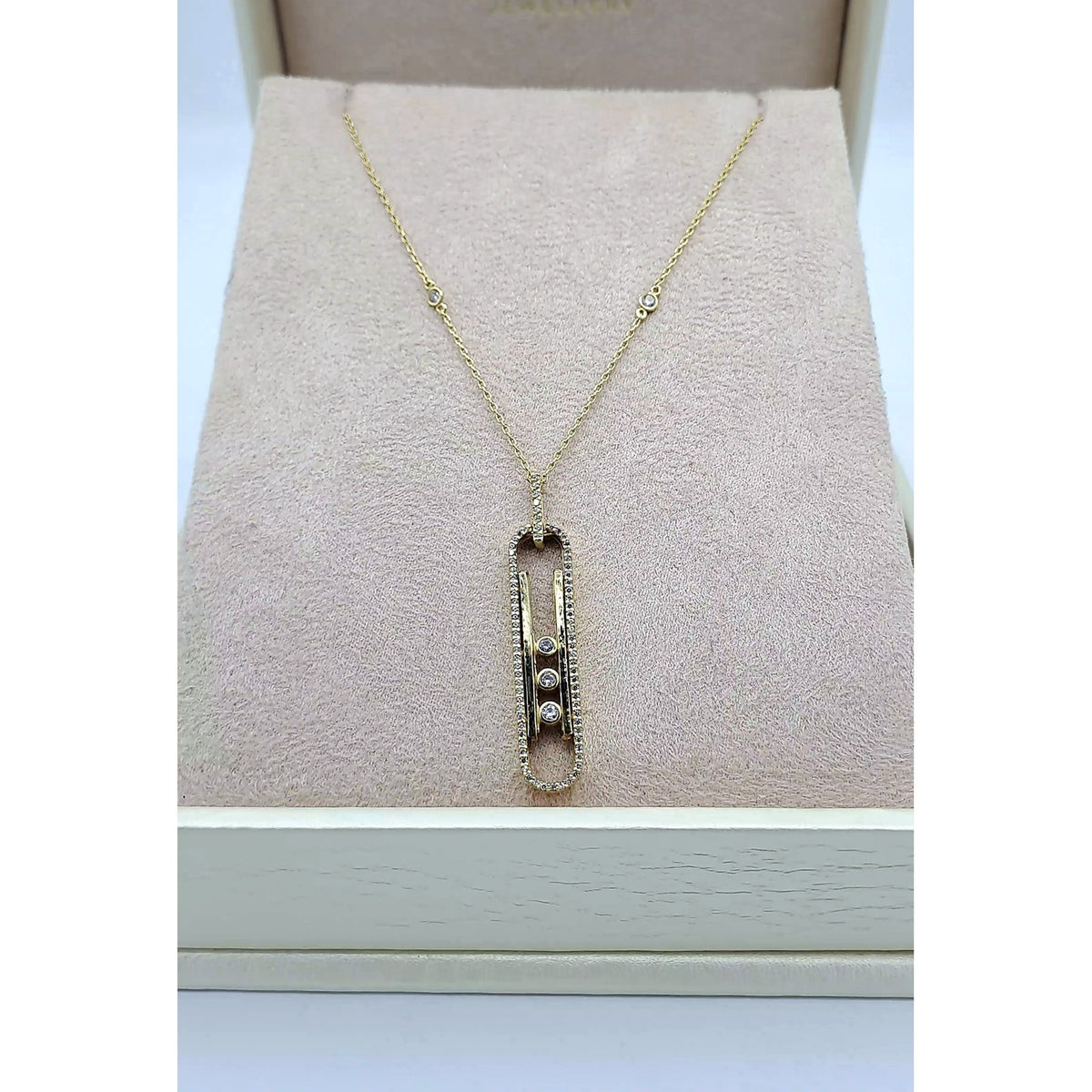 Collier Or Jaune - Pendentif Ovale Allongé Serti, Pierres Mobiles – or 18 carats | Tariki