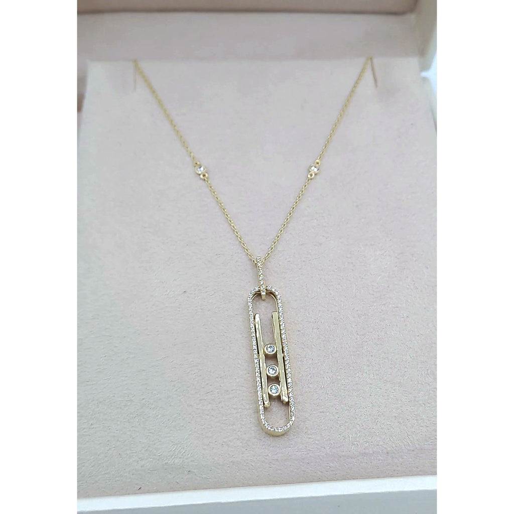 Collier Or Jaune - Pendentif Ovale Allongé Serti, Pierres Mobiles – or 18 carats | Tariki