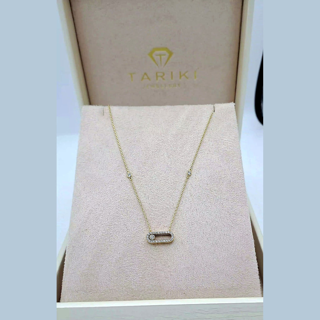 Collier Or Jaune - Pendentif Ovale Serti, Pierre Mobile – or 18 carats | Tariki