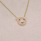 Collier Or Jaune - Pendentif Tête de Jaguar Pavée de Pierres – or 18 carats | Tariki