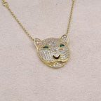 Collier Or Jaune - Pendentif Tête de Jaguar Sertie de Pierres – or 18 carats | Tariki