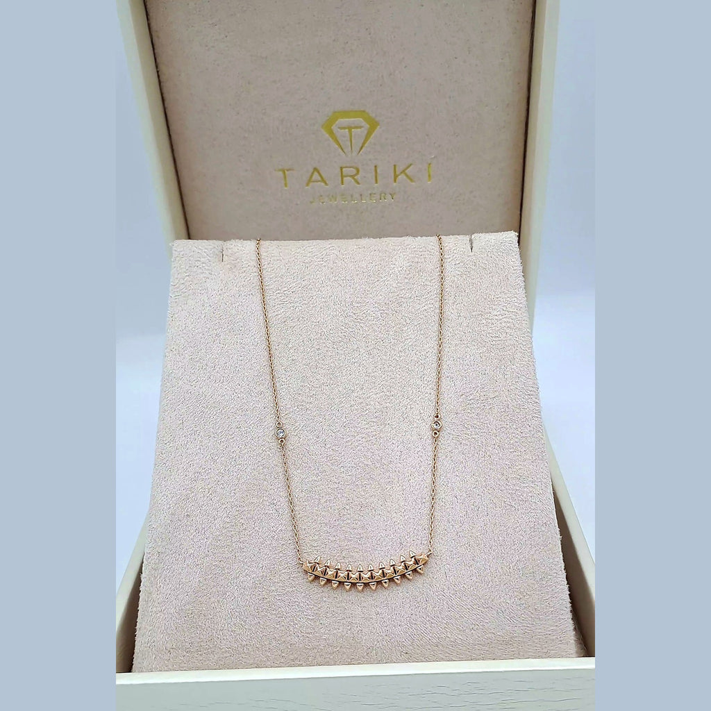 Collier Or Rose - Barrette Cloutée Sertie, Motif Clash – or 18 carats | Tariki