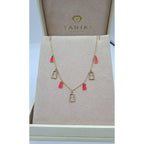 Collier Or Rose - Pampilles Cadenas Sertis et Émail Rouge – or 18 carats | Tariki
