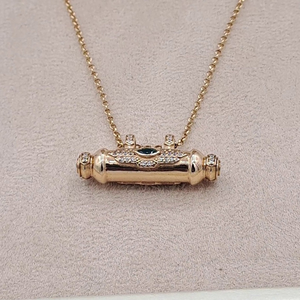 Collier Or Rose - Pendentif Barrette Sertie, Pierres Mobiles – or 18 carats | Tariki