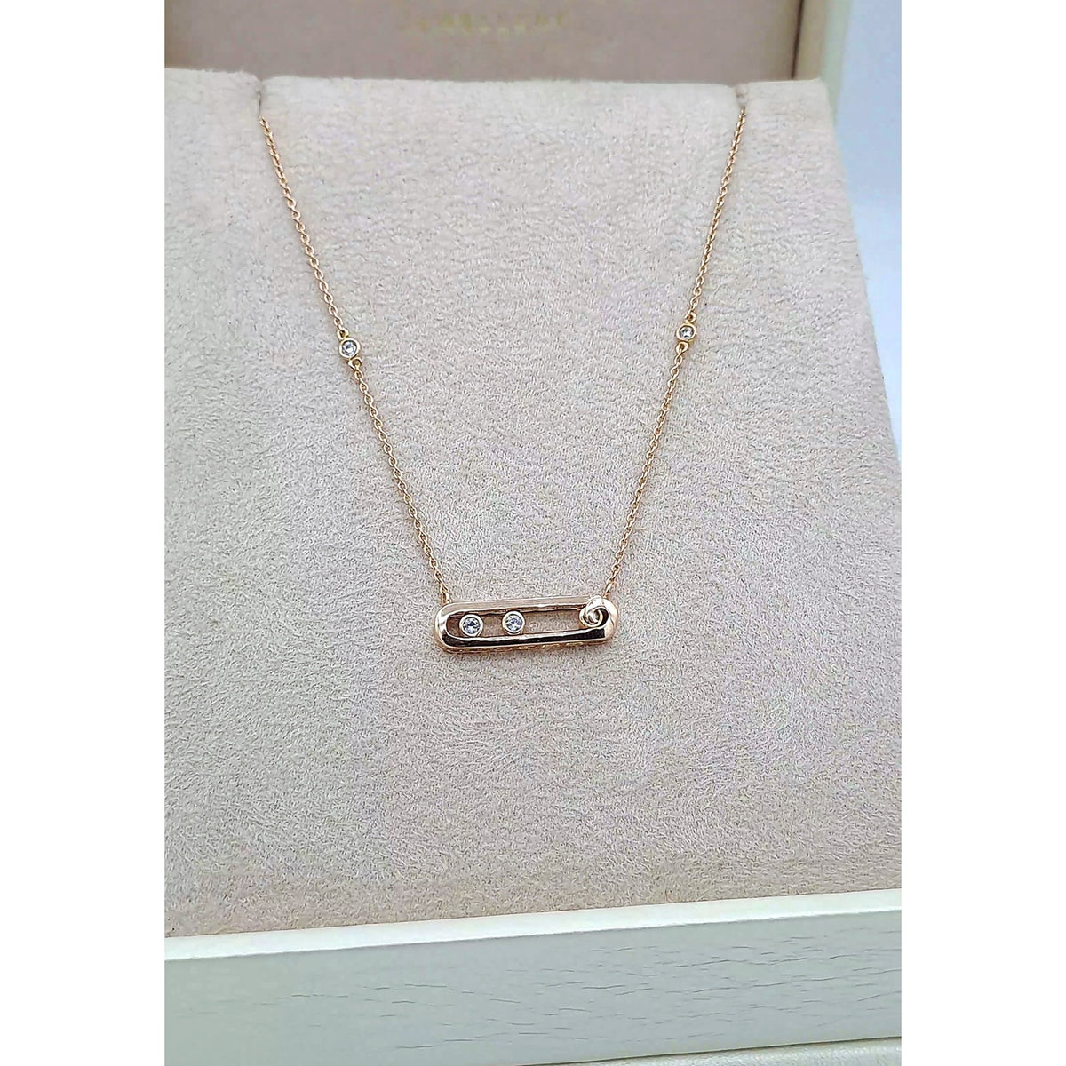 Collier Or Rose - Pendentif Barrette Sertie, Pierres Mobiles – or 18 carats | Tariki