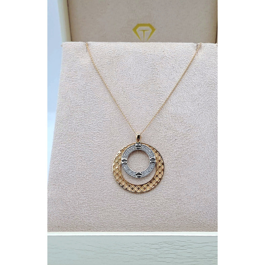 Collier Or Rose - Pendentif Cercle Ajouré Serti de Pierres Blanches – or 18 carats | Tariki