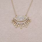 Collier Or Rose - Pendentif Œil Pavé à Franges Serties – or 18 carats | Tariki