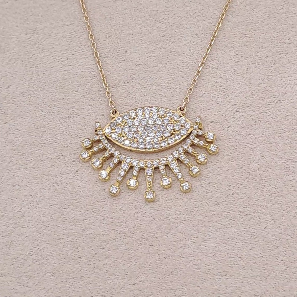 Collier Or Rose - Pendentif Œil Pavé à Franges Serties – or 18 carats | Tariki