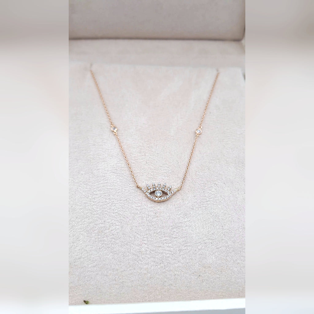 Collier Or Rose - Pendentif Œil Serti de Pierres – or 18 carats | Tariki