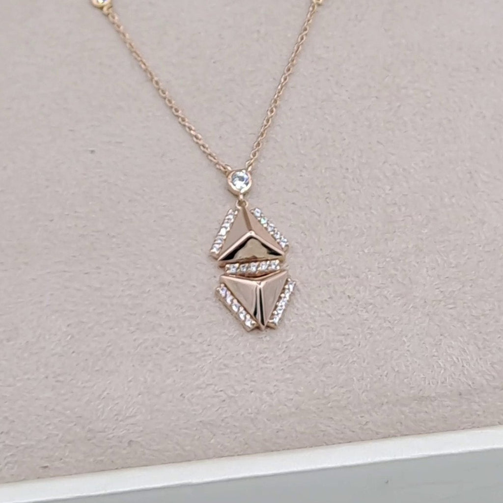 Collier Or Rose - Pendentif Losange Serti de Pierres – or 18 carats | Tariki