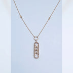 Collier Or Rose - Pendentif Ovale Allongé Ajouré Serti de Pierres – or 18 carats | Tariki