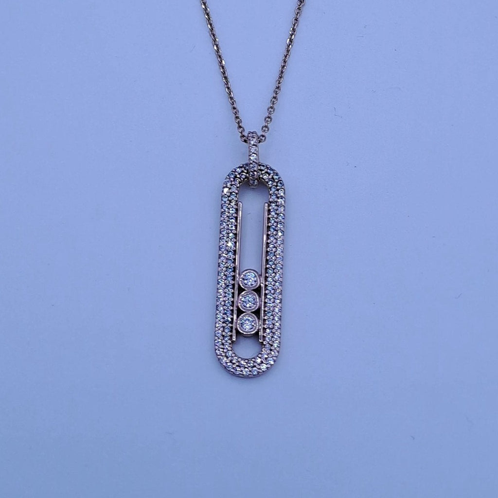 Collier Or Rose - Pendentif Ovale Allongé Serti de Pierres – or 18 carats | Tariki