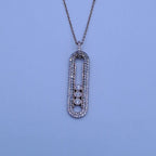 Collier Or Rose - Pendentif Ovale Allongé Serti de Pierres – or 18 carats | Tariki