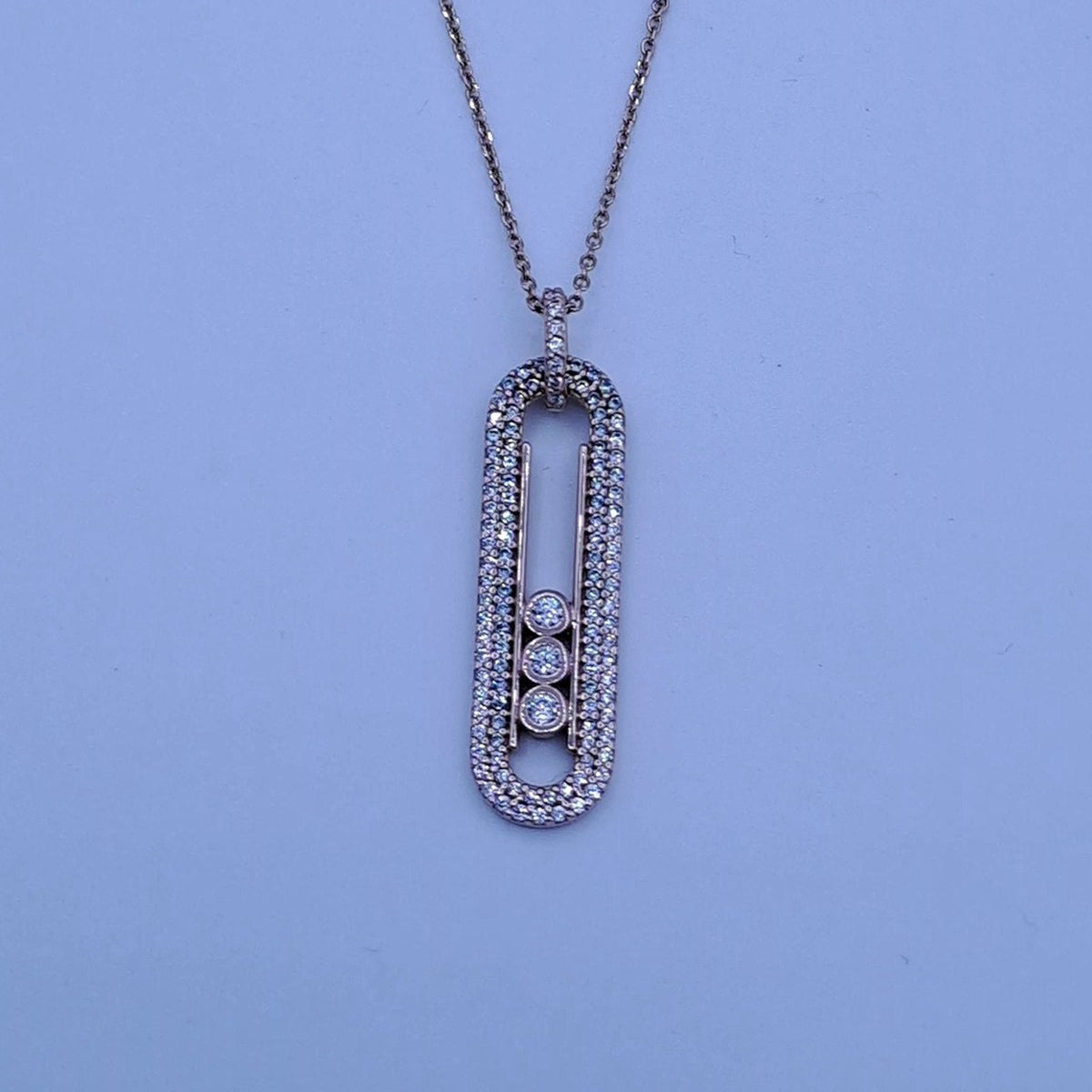 Collier Or Rose - Pendentif Ovale Allongé Serti de Pierres – or 18 carats | Tariki