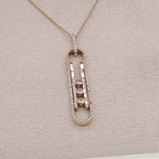 Collier Or Rose - Pendentif Ovale Allongé Serti de Pierres – or 18 carats | Tariki