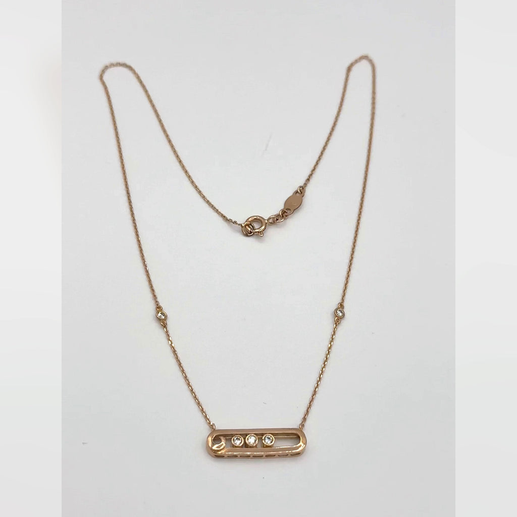 Collier Or Rose - Pendentif Ovale Serti, Pierres Mobiles – or 18 carats | Tariki