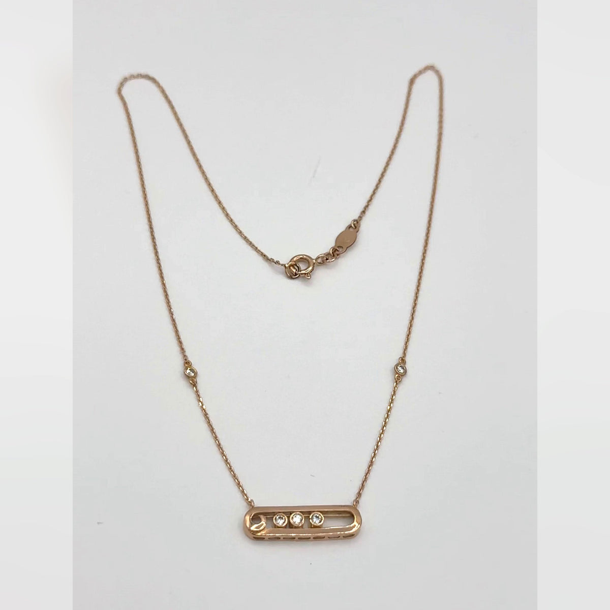 Collier Or Rose - Pendentif Ovale Serti, Pierres Mobiles – or 18 carats | Tariki