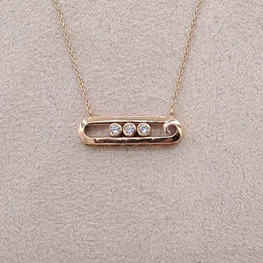 Collier Or Rose - Pendentif Ovale Serti, Pierres Mobiles – or 18 carats | Tariki